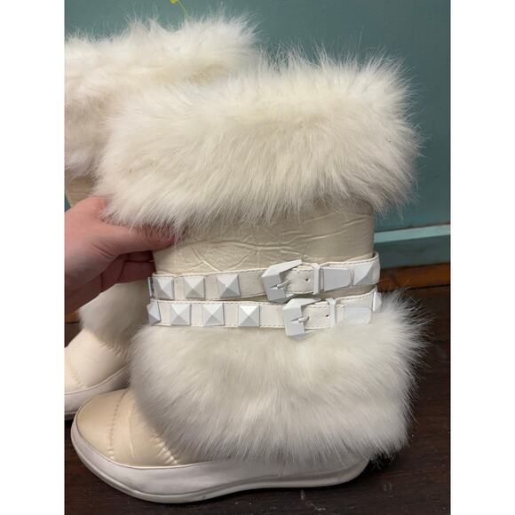 Y2K Baby Phat White Faux Fur Snow Boots Women's Size 8 - Picture 3 of 10